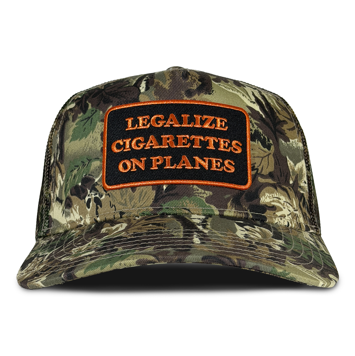 Legalize Cigarettes on Airplanes Trucker Hat Crying in the Club Camo 1
