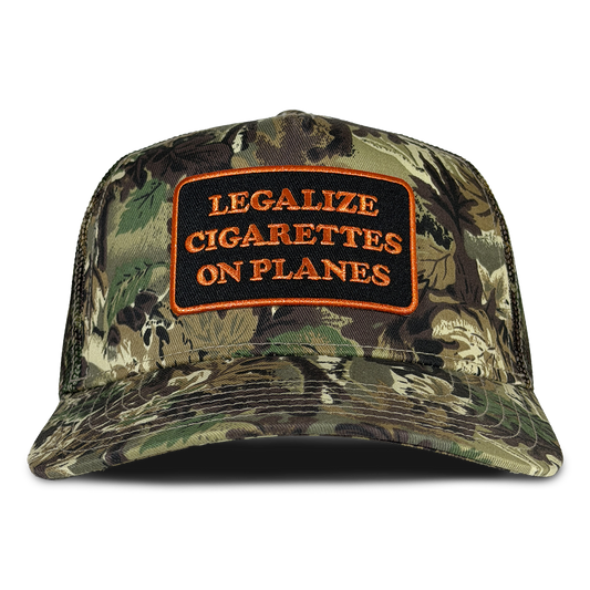 Legalize Cigarettes on Airplanes Trucker Hat Crying in the Club Camo 1