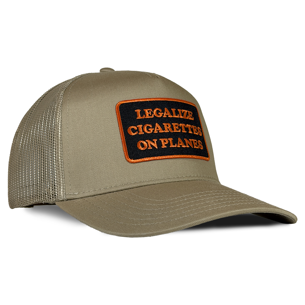 Legalize Cigarettes on Airplanes Trucker Hat Crying in the Club Tan 2