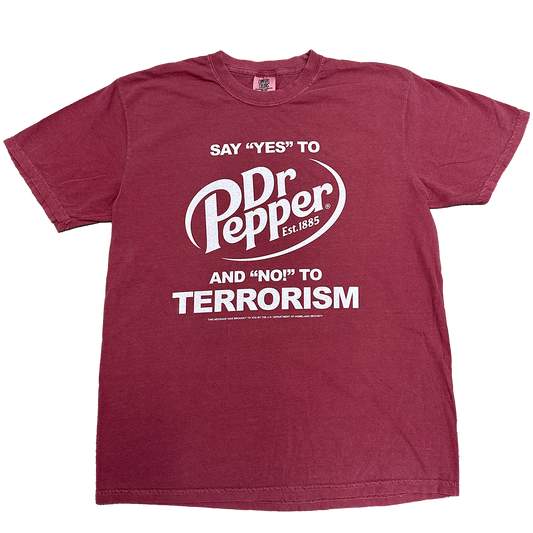 say yes to dr pepper and no to terrorism shirt cryingintheclub